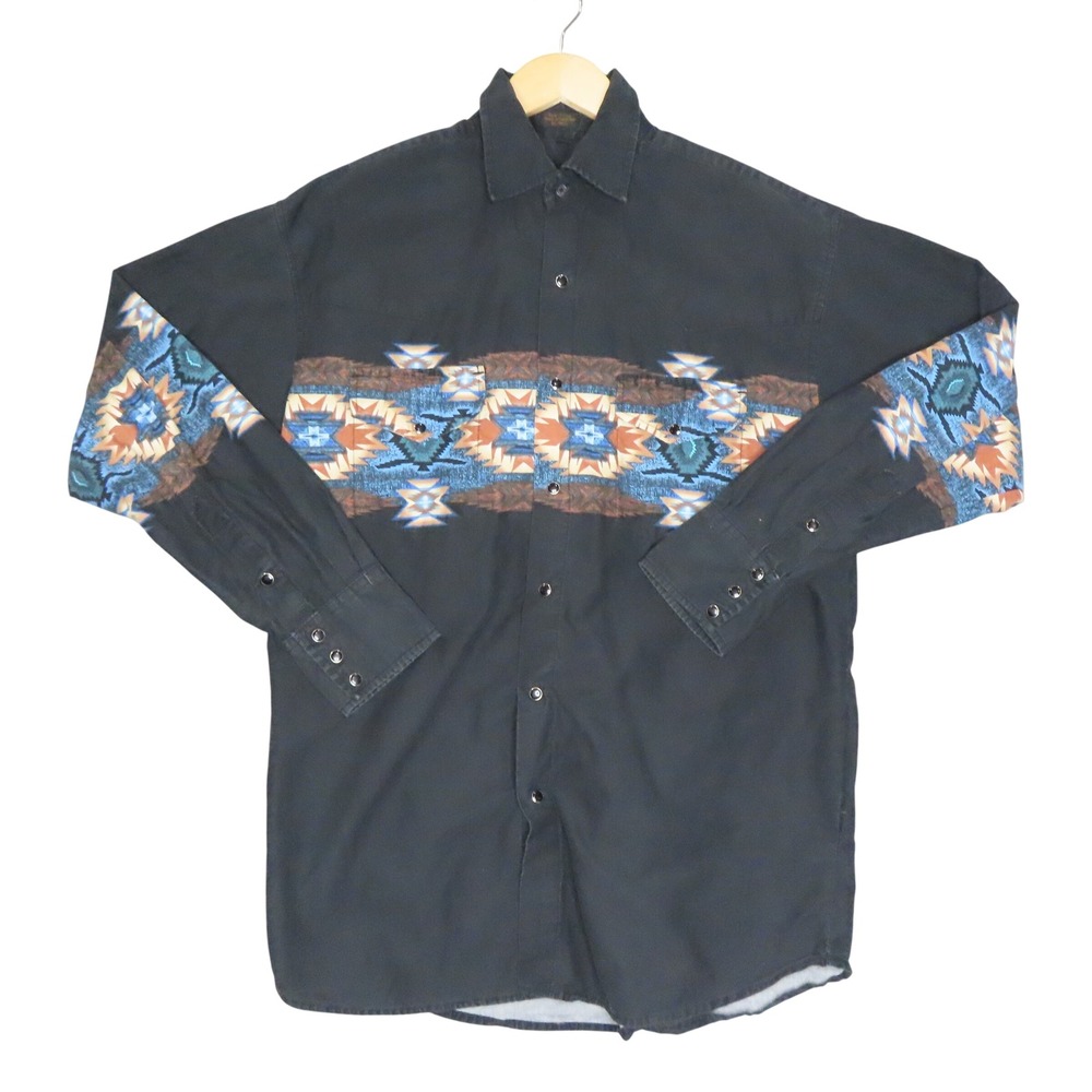 Vintage‎ Canyon Guide Brushpopper Men Large Western Pearl Snap Shirt Southwest
